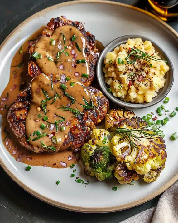 Blumenkohlsteak mit Pfefferrahmsauce