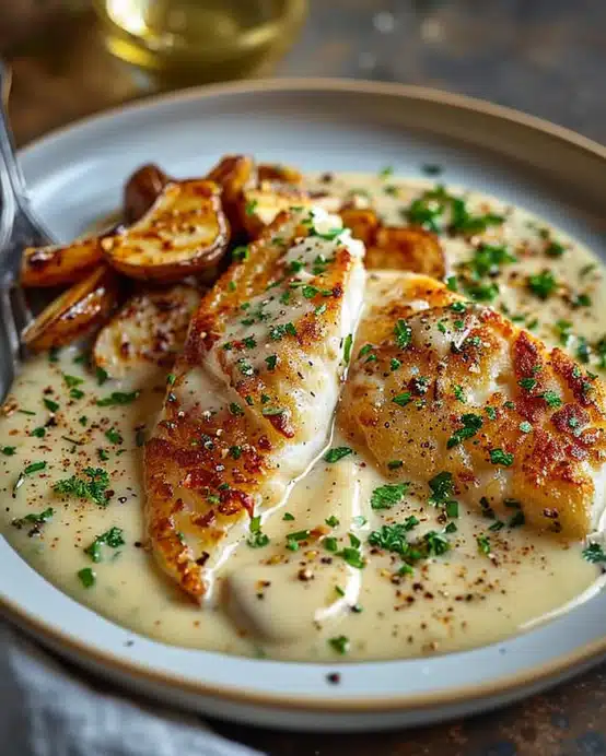 Hähnchenfilet in cremiger Knoblauchsauce ein Blitzgericht