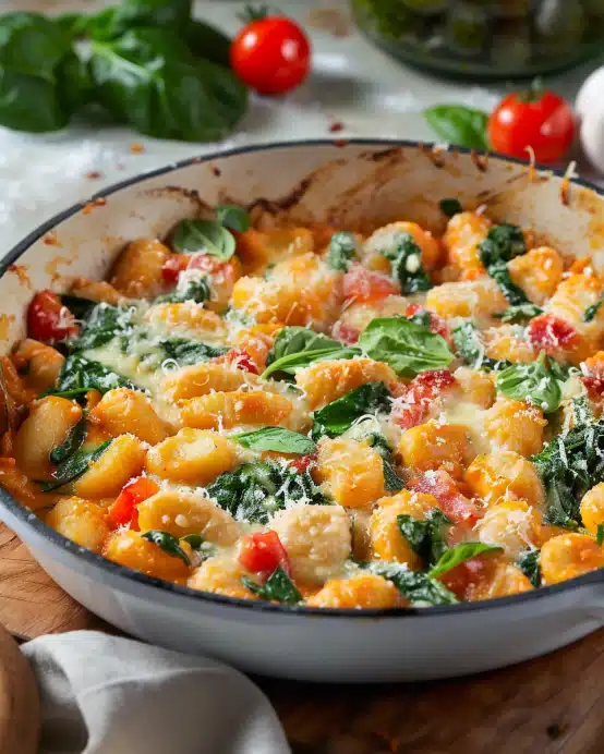 Gnocchi-Pfanne mit Spinat und Tomaten