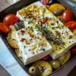 Gebackener Feta auf mediterranem Gemüse