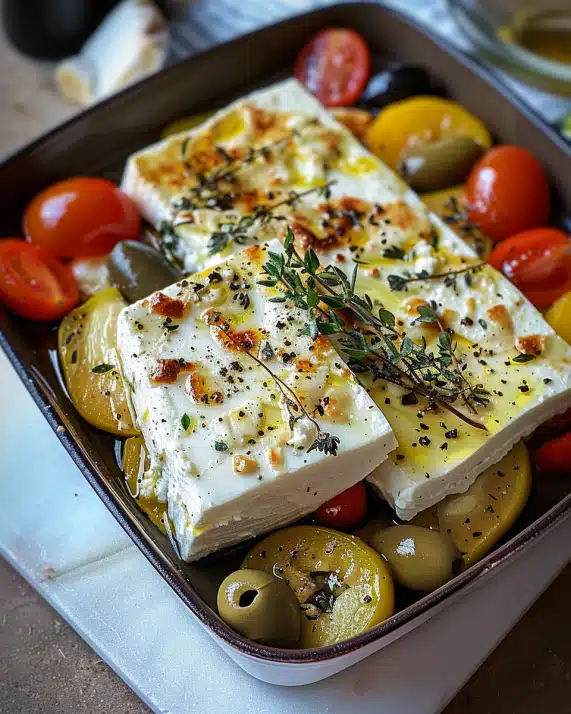 Gebackener Feta auf mediterranem Gemüse