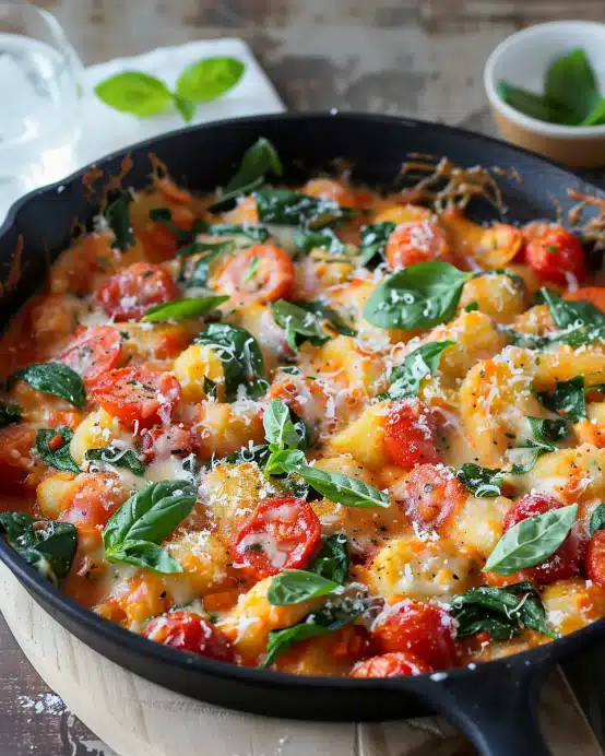 Gnocchi-Pfanne mit Spinat und Tomaten