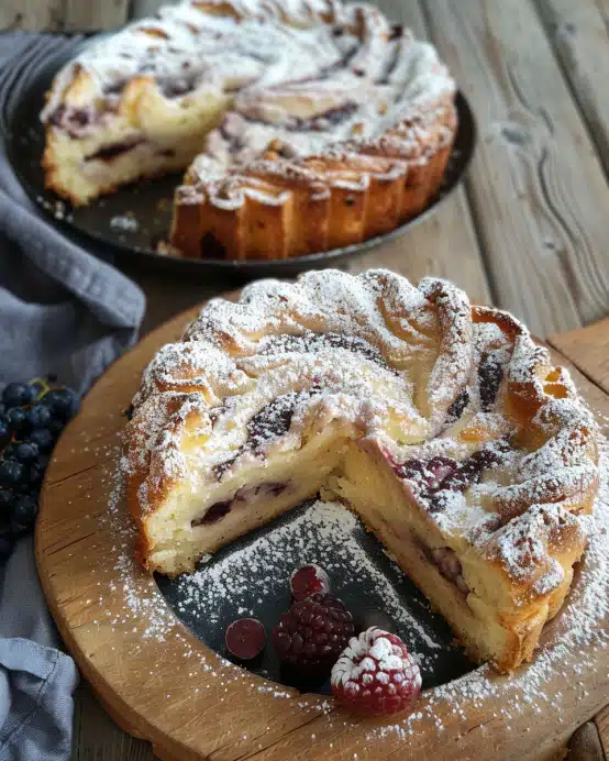 Kuchen mit Sauerkirschen und Kakao