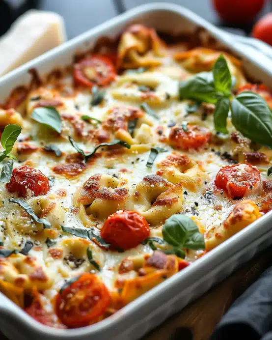 Tortellini-Auflauf mit Tomaten und Mozzarella