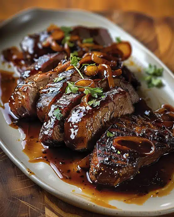 Rinderbrust in Balsamico-Zwiebelsauce