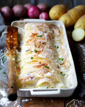 Spargelauflauf mit Kartoffeln und Schinken