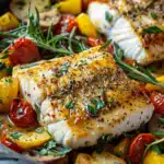 Mediterran gebackene Fischfilets mit Gemüse 2 Mediterran gebackene Fischfilets mit Gemüse