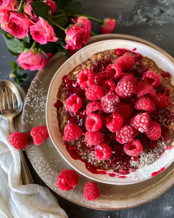 Vegane Baked Oats mit Himbeeren