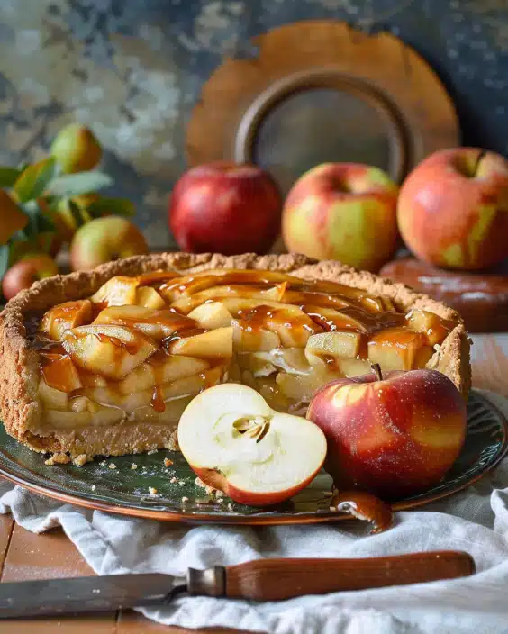 Apfel-Käsekuchen mit Karamell