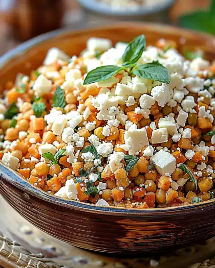 Orientalischer Rote Linsen Salat mit Feta – Frisch & Aromatisch