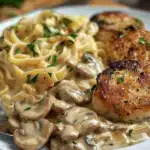 Medaillons in Champignon Rahmsoße mit Spätzle 2 Medaillons in Champignon Rahmsoße mit Spätzle