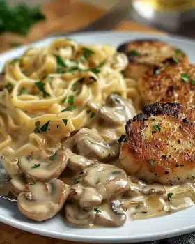 Medaillons in Champignon Rahmsoße mit Spätzle
