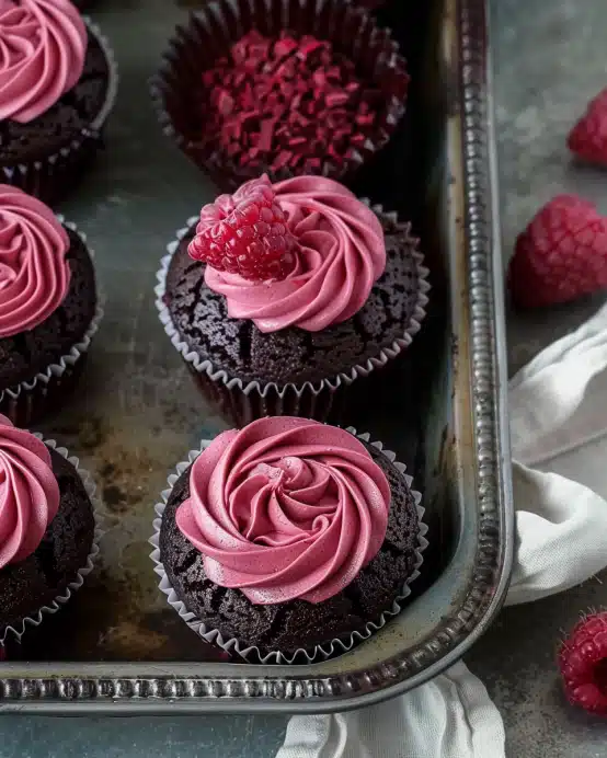 Himmlische Schokoladen-Himbeer-Cupcakes