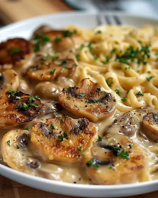 Medaillons in Champignon Rahmsoße mit Spätzle