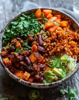 Süßkartoffel Burrito Bowl