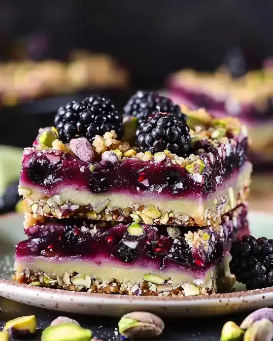 Blackberry Pistachio Dream Bars