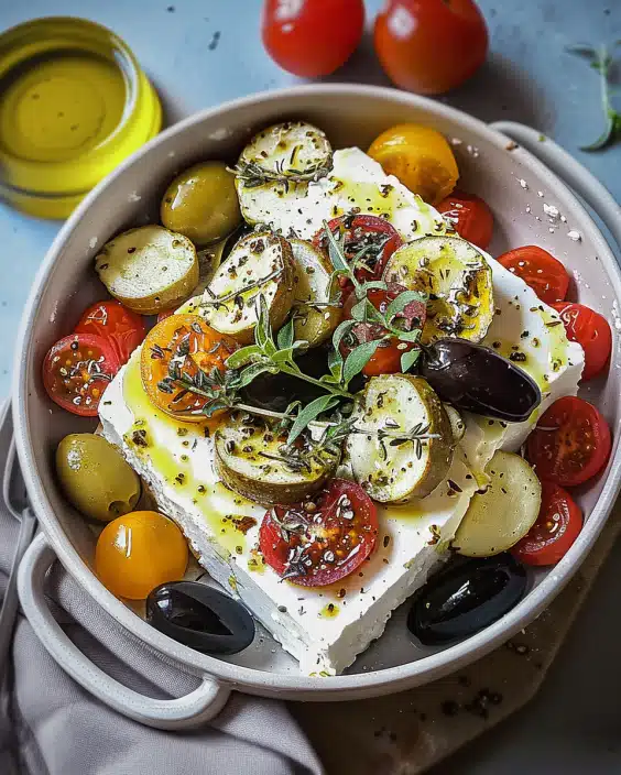 Gebackener Feta auf mediterranem Gemüse