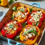 Gefüllte Paprika vegetarisch mit Reis und Feta 2 Gefüllte Paprika vegetarisch mit Reis und Feta