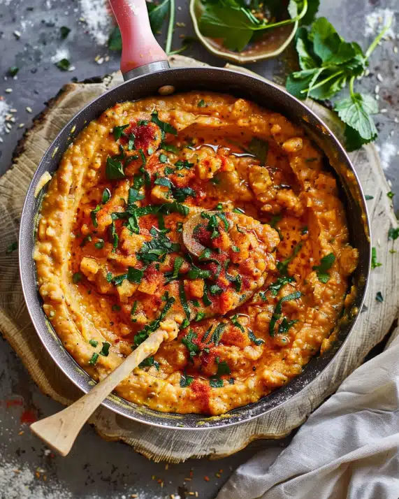 Cremiger Harissa-Kichererbseneintopf