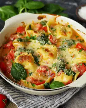 Tortellini-Spinat Auflauf mit Tomaten