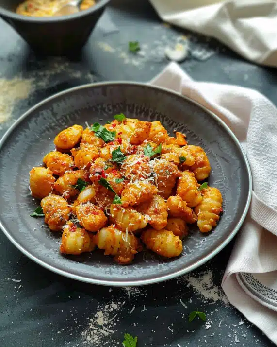 Paprika-Sahne-Hähnchen mit Gnocchi