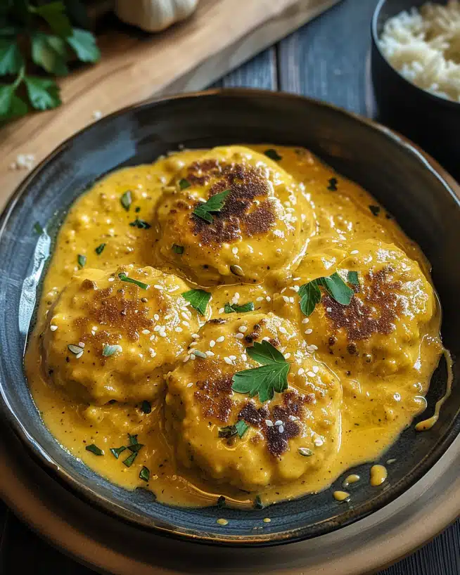 Linsenbällchen in Currysauce