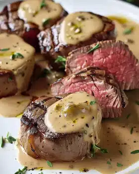 Elegantes Filet Mignon mit cremiger Pfeffersauce