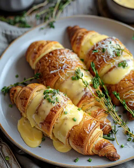 Spargel-Croissants mit Schinken & Trüffel-Hollandaise