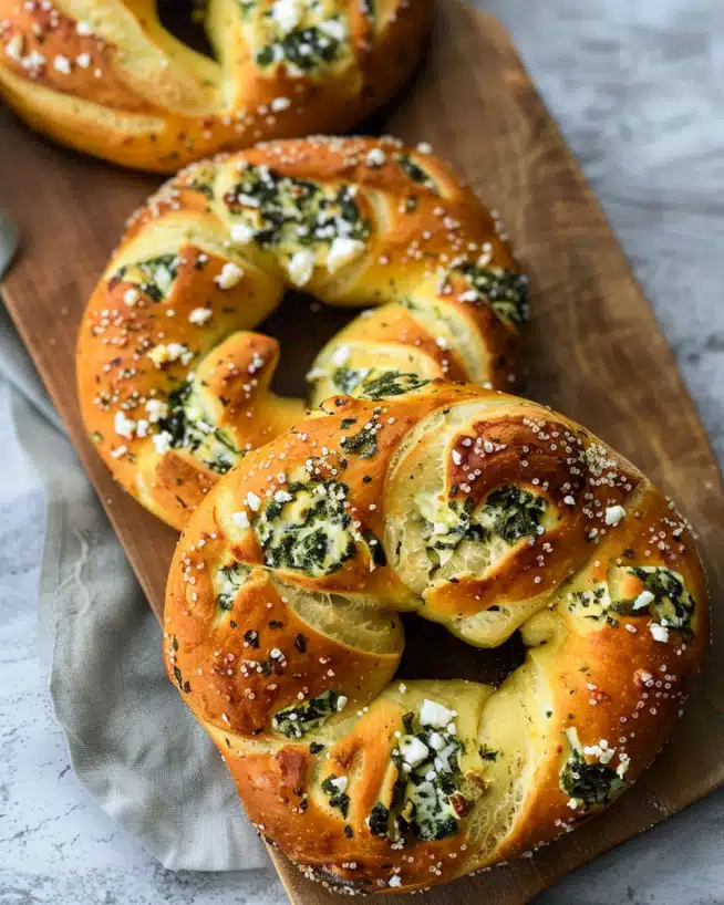 Feta Spinat Brezel – Herzhaftes Snackvergnügen