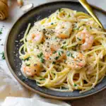 Spaghetti mit Garnelen in cremiger Alfredo Sauce 2 Spaghetti mit Garnelen in cremiger Alfredo Sauce