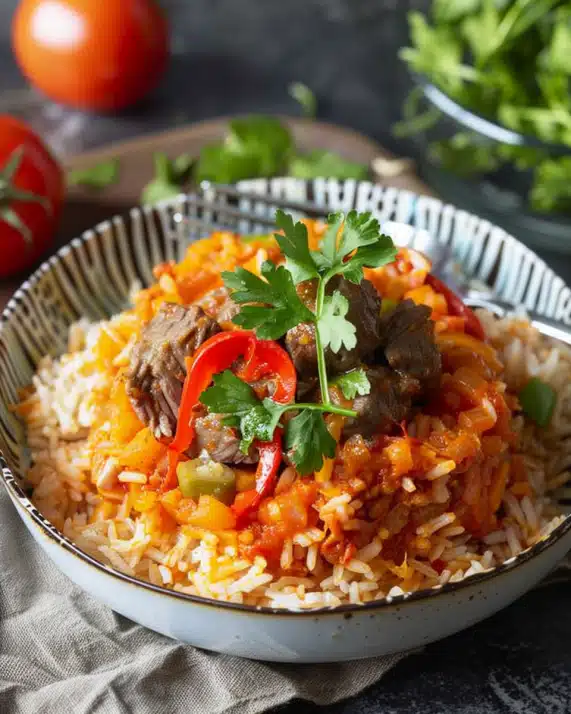 Gefüllte Paprika mit Reis und Hackfleisch