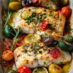 Mediterran gebackene Fischfilets mit Gemüse 2 Mediterran gebackene Fischfilets mit Gemüse