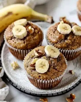 Gesunde Erdnussbutter Bananen Muffins