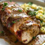 Hackfleischrouladen mit Sahne-Zwiebel-Sauce 2 Hackfleischrouladen mit Sahne-Zwiebel-Sauce
