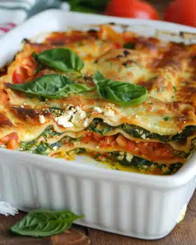 Spinatlasagne mit Feta und Tomaten