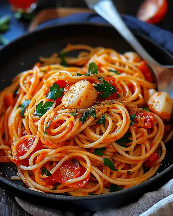Muschel-Spaghetti in Tomatensugo