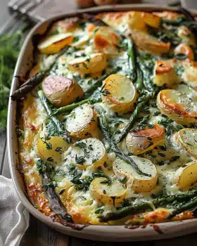 Einfaches Blechlachs Rezept mit grünen Bohnen und Kartoffeln