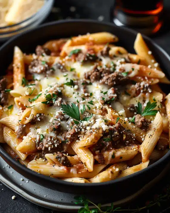 Penne-Hackfleisch-Auflauf mit Fetakruste