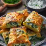 Vegane Kartoffeltaschen mit Spinat-Frischkäse-Füllung