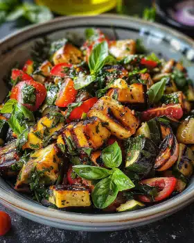 Gegrillter Gemüsesalat mit Basilikum-Dressing