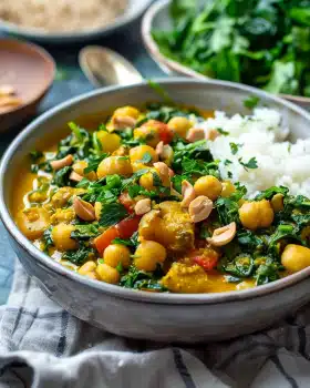 Einfaches Spinat Kichererbsen Curry