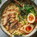 Feuriges Hühnchen Ramen mit cremiger Knoblauchsauce 2 Feuriges Hühnchen Ramen mit cremiger Knoblauchsauce