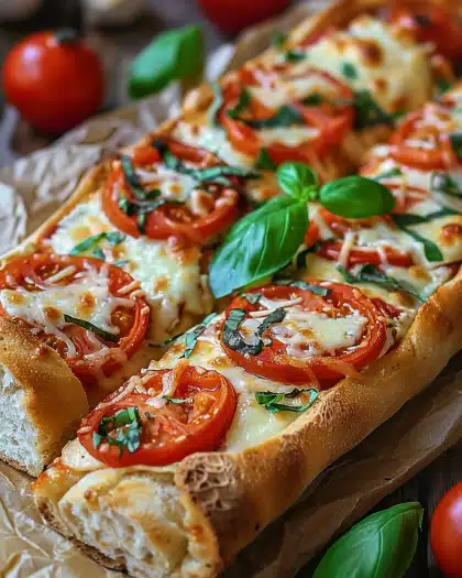 Baguettscheiben mit Tomaten & Mozzarella überbacken
