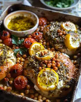 Knuspriges Za’atar-Hähnchen mit Kichererbsen