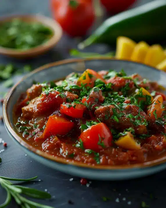 Grüne Bohnen Tomatensauce Eintopf