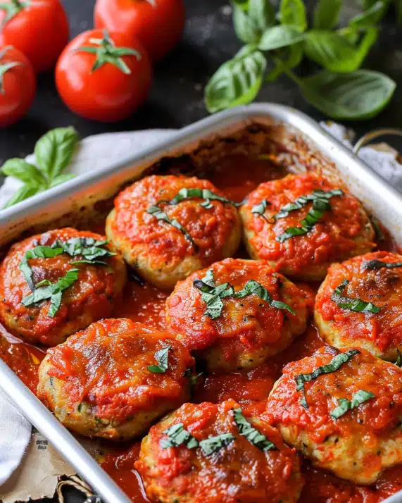 Hackbällchen mit Tomatensauce aus dem Backofen