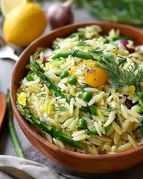 Zitronen Orzo Salat mit Spargel: Einfaches Rezept für den Frühling